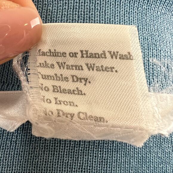 MISOOK Womens Blue Long Sleeve Notched Lapel Button Down Cardigan Sweater Sz L - Picture 8 of 8